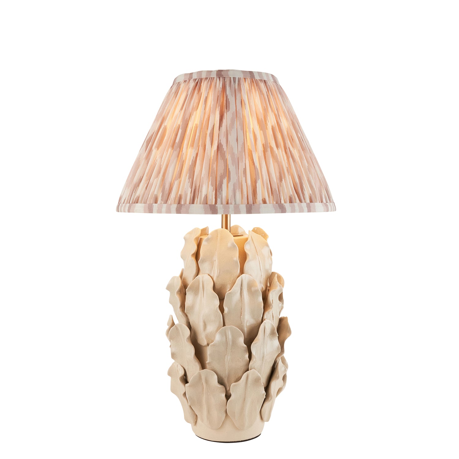Ceramic Table Light Layered Leaf & Ikat 30cm Neutral shade - Comet Lighting