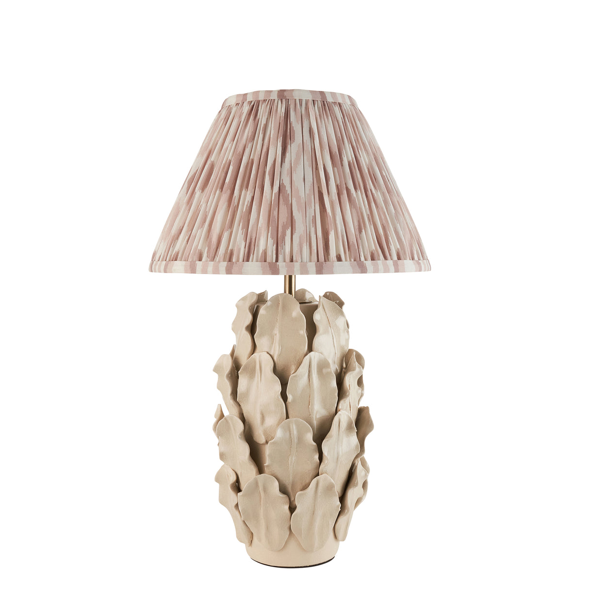 Ceramic Table Light Layered Leaf & Ikat 30cm Neutral shade - Comet Lighting