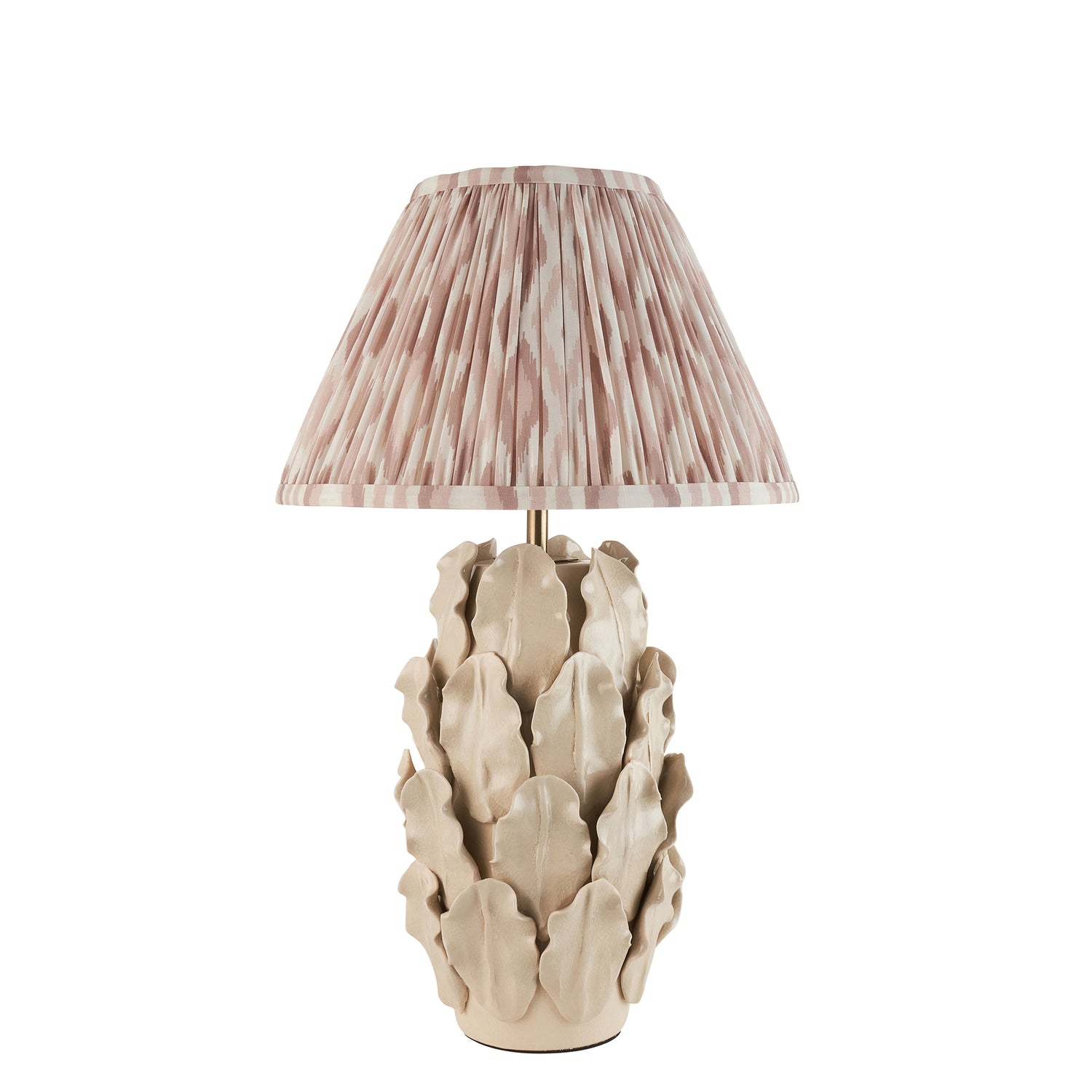 Ceramic Table Light Layered Leaf & Ikat 30cm Neutral shade - Comet Lighting