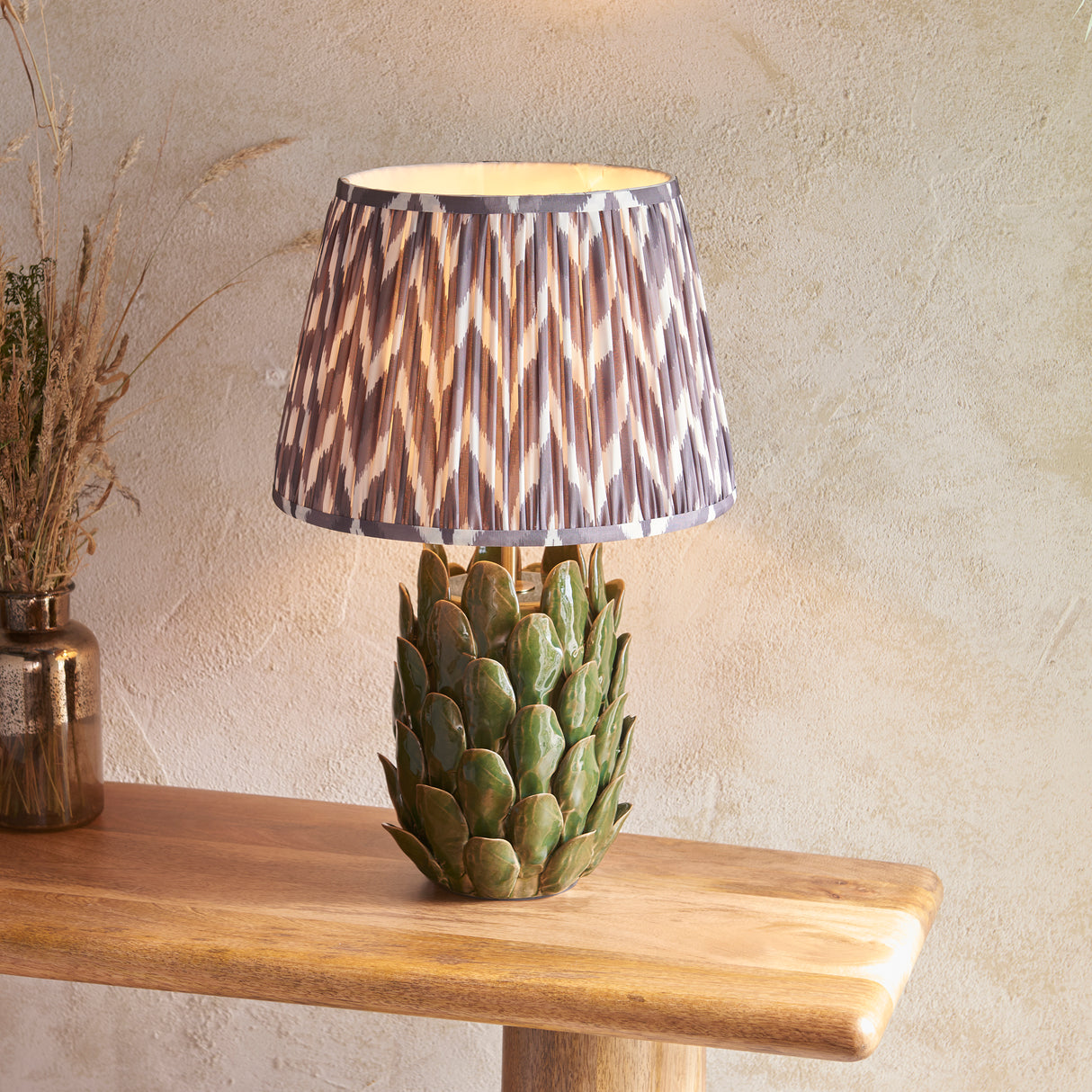 Layered Leaf & Zigzag 35cm Pearl grey shade - Comet Lighting