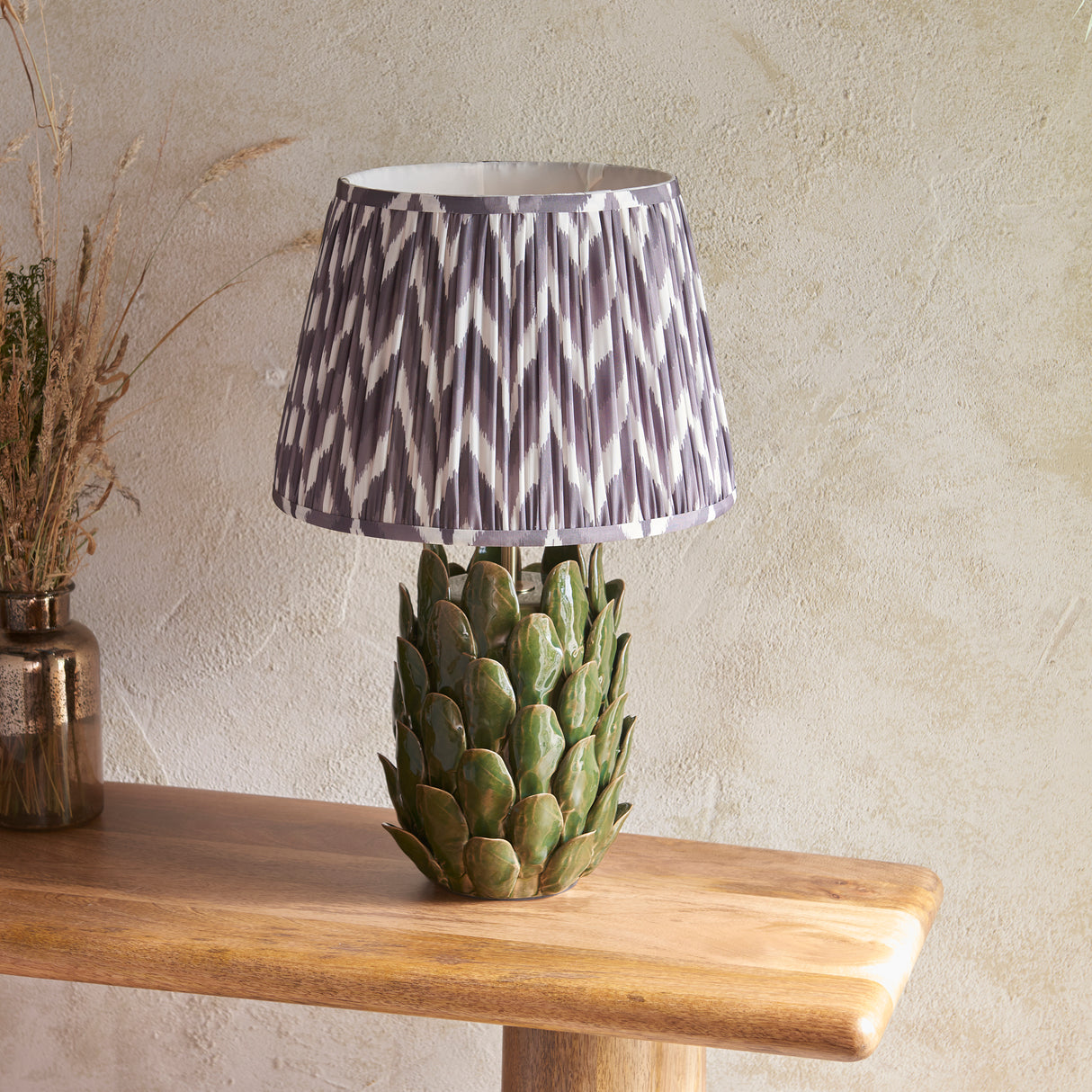 Layered Leaf & Zigzag 35cm Pearl grey shade - Comet Lighting