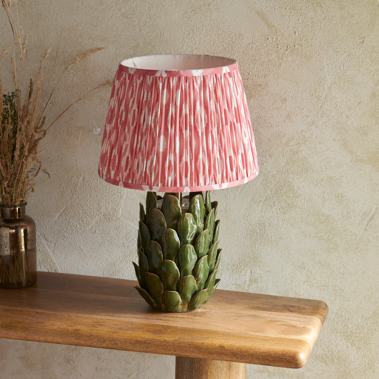 Layered Leaf & Ikat 35cm Coral pink shade - Comet Lighting