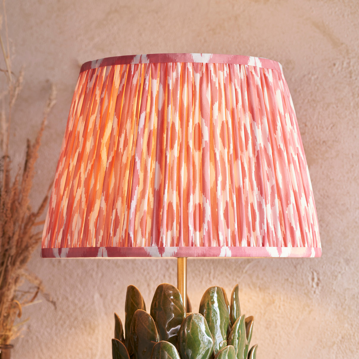 Layered Leaf & Ikat 35cm Coral pink shade - Comet Lighting