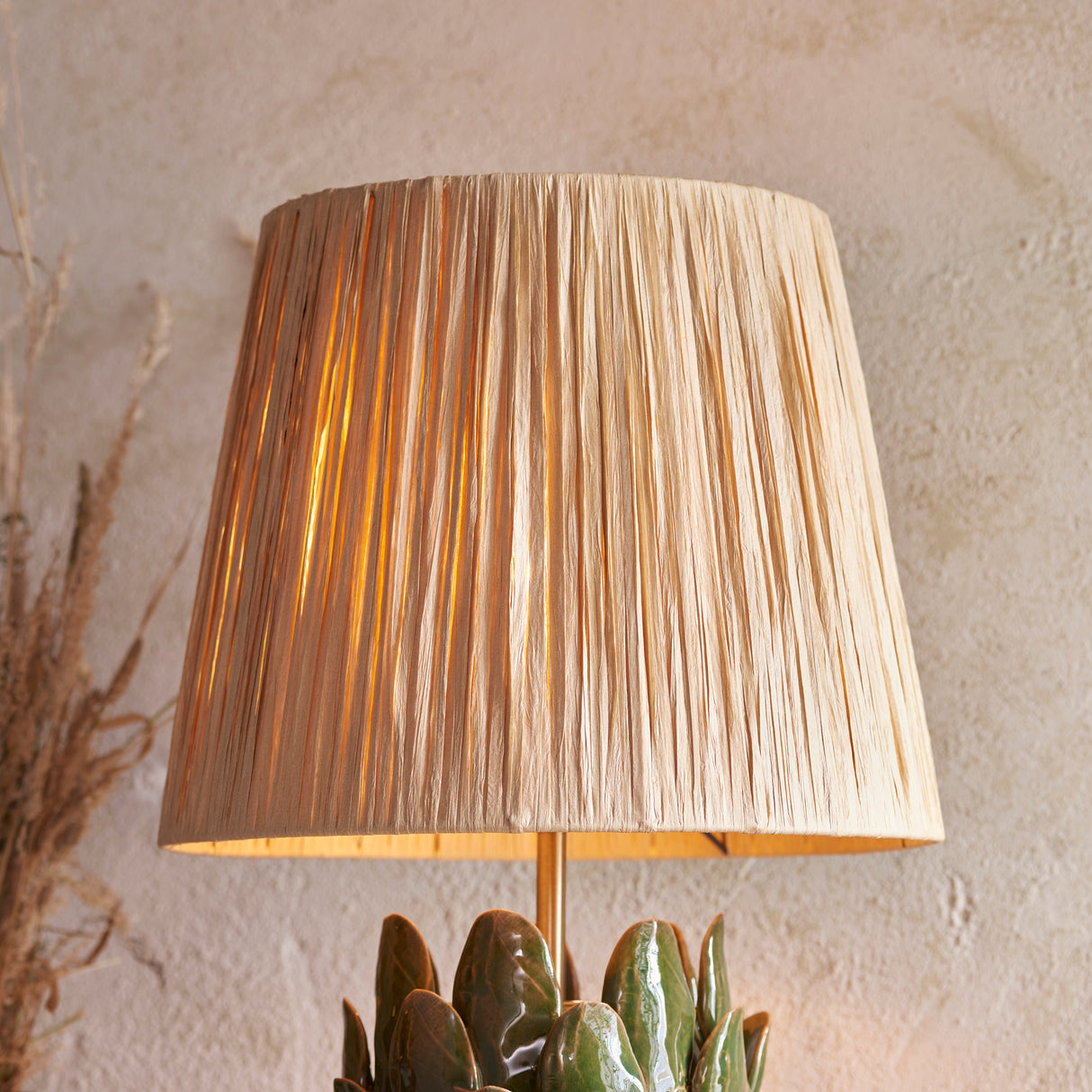 Layered Leaf & Raffia 32cm Natural raffia shade - Comet Lighting