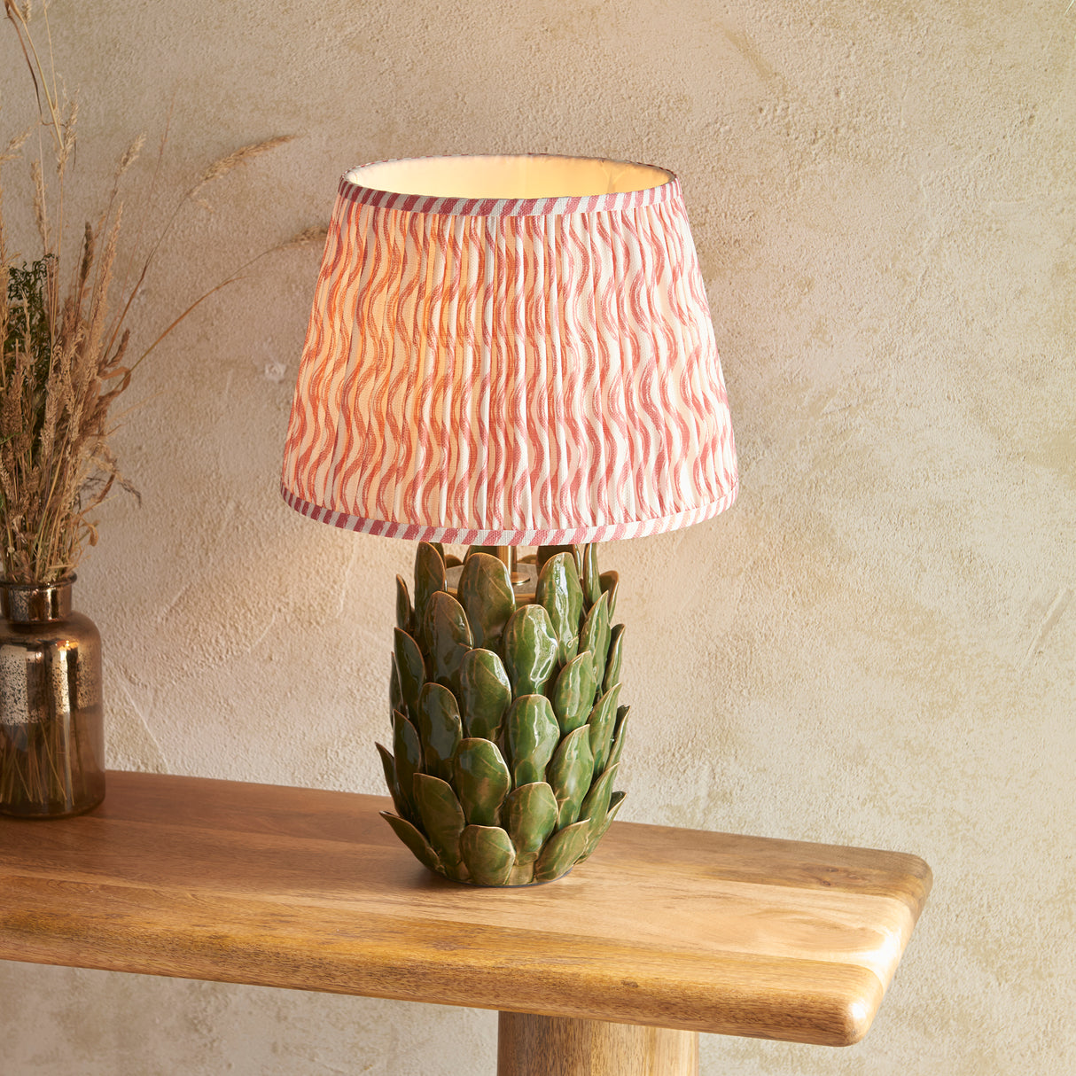 Layered Leaf & Ripple 35cm Coral pink shade - Comet Lighting
