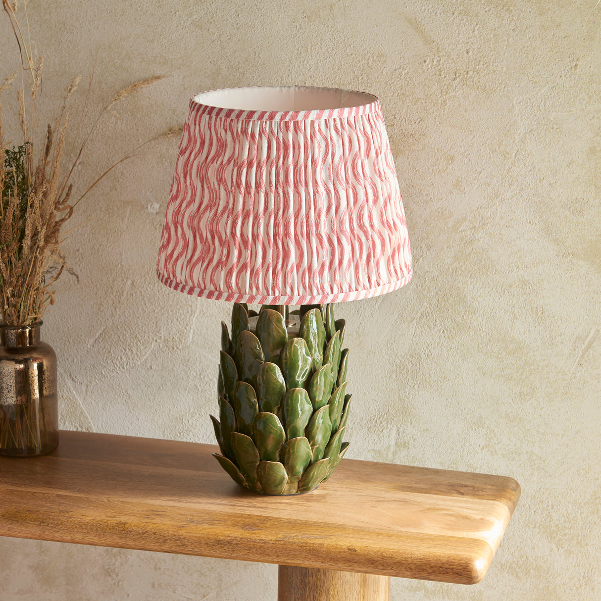 Layered Leaf & Ripple 35cm Coral pink shade - Comet Lighting