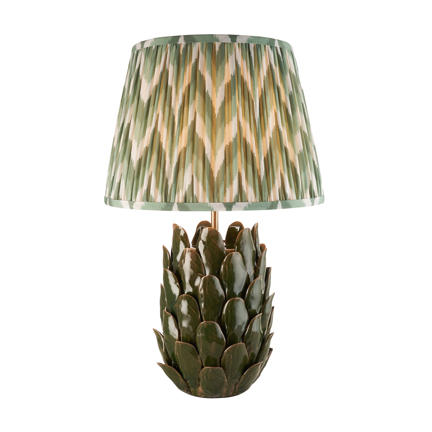 Layered Leaf & Zigzag 35cm Cotswold green shade - Comet Lighting