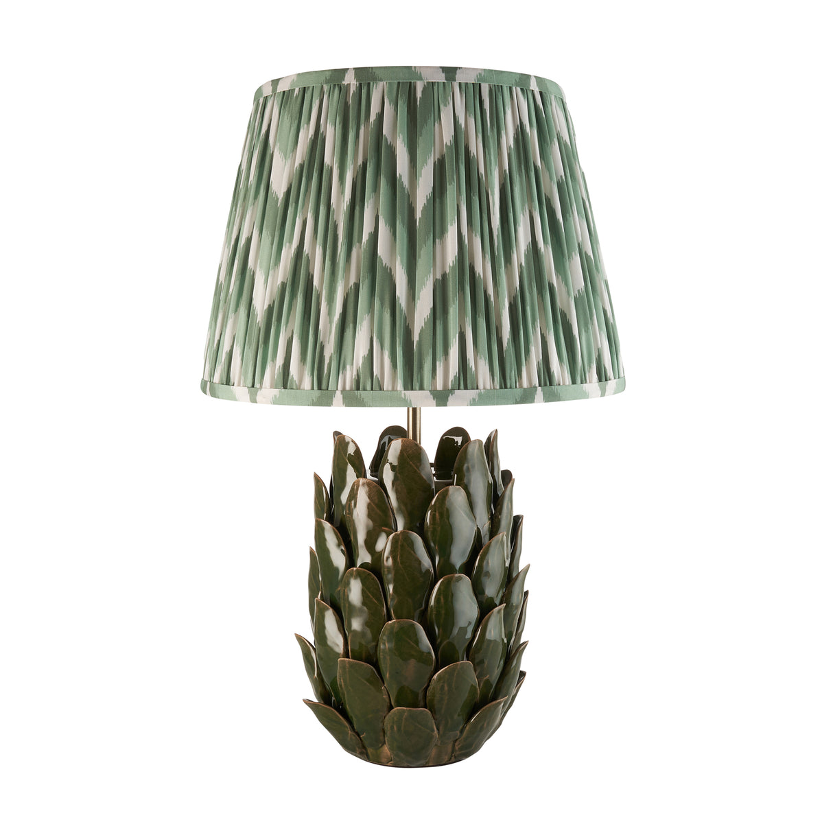 Layered Leaf & Zigzag 35cm Cotswold green shade - Comet Lighting