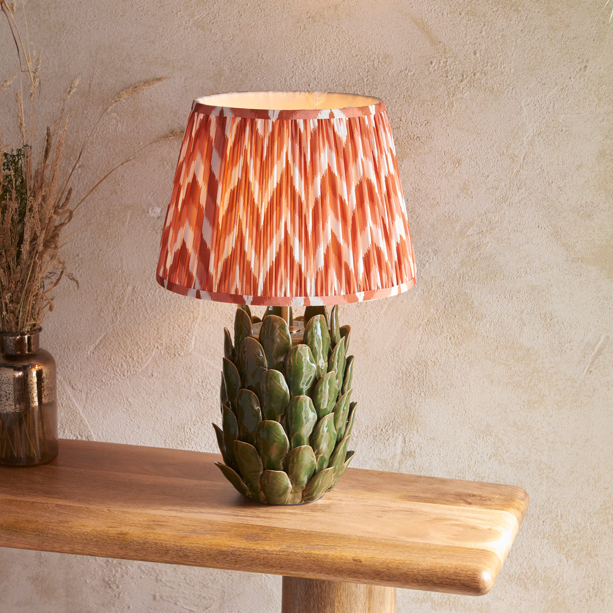 Layered Leaf & Zigzag 35cm Apricot orange shade - Comet Lighting