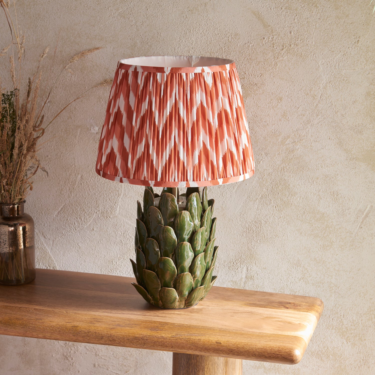 Layered Leaf & Zigzag 35cm Apricot orange shade - Comet Lighting