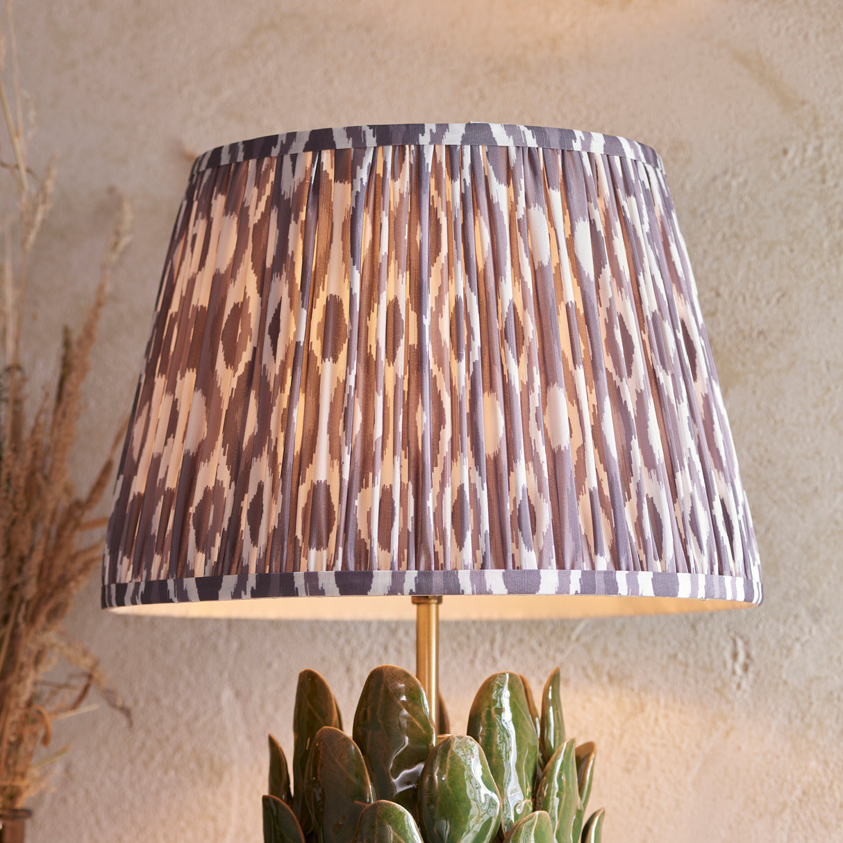 Layered Leaf & Ikat 35cm Pearl grey shade - Comet Lighting