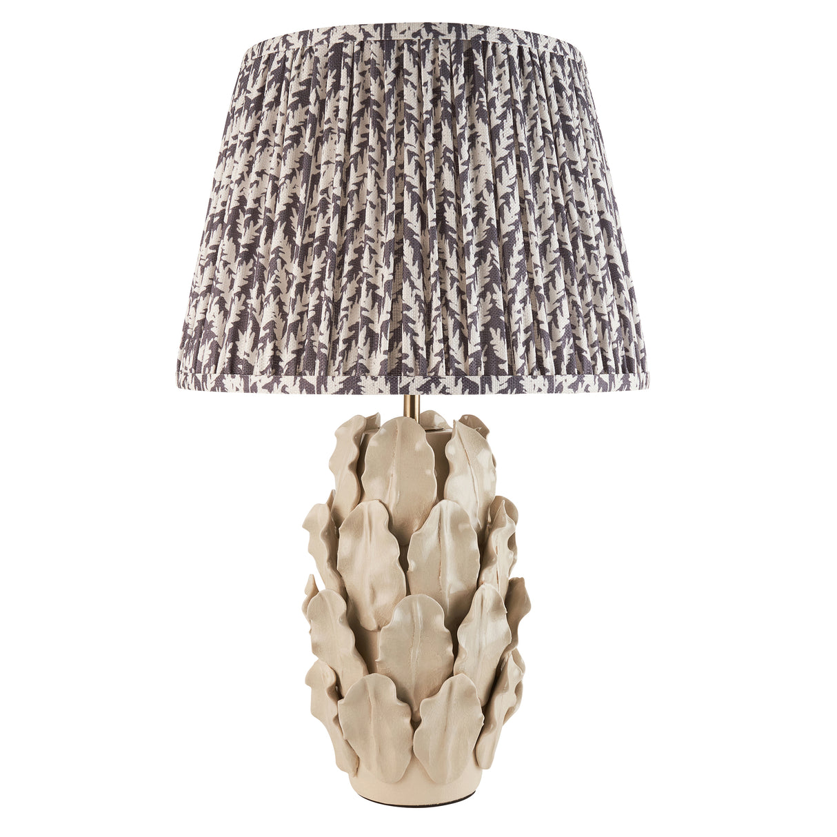 Ceramic Table Light Layered Leaf & Leaf 35cm Pearl grey shade - Comet Lighting