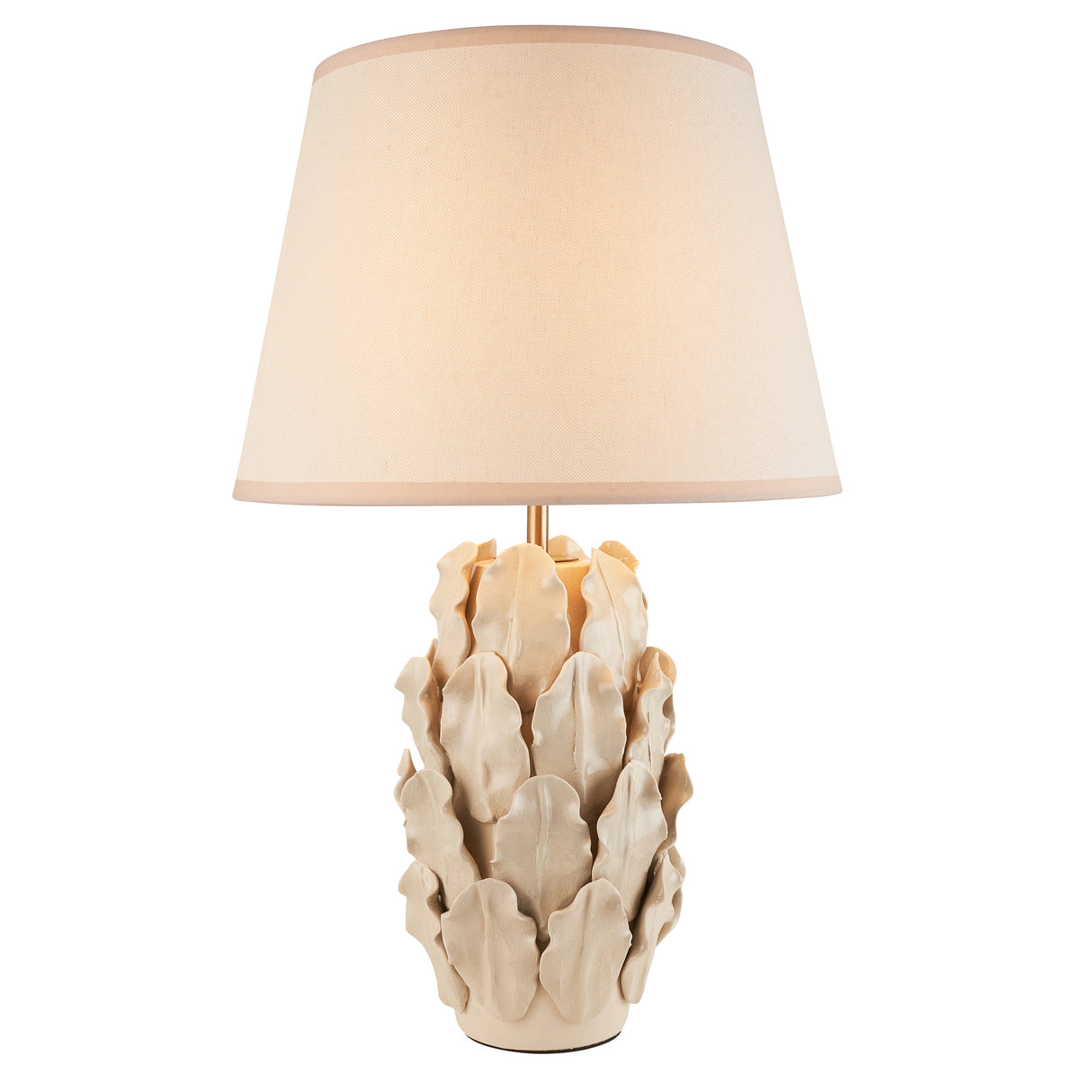 Ceramic Table Light Layered Leaf & Ivy 35cm Vintage white shade - Comet Lighting