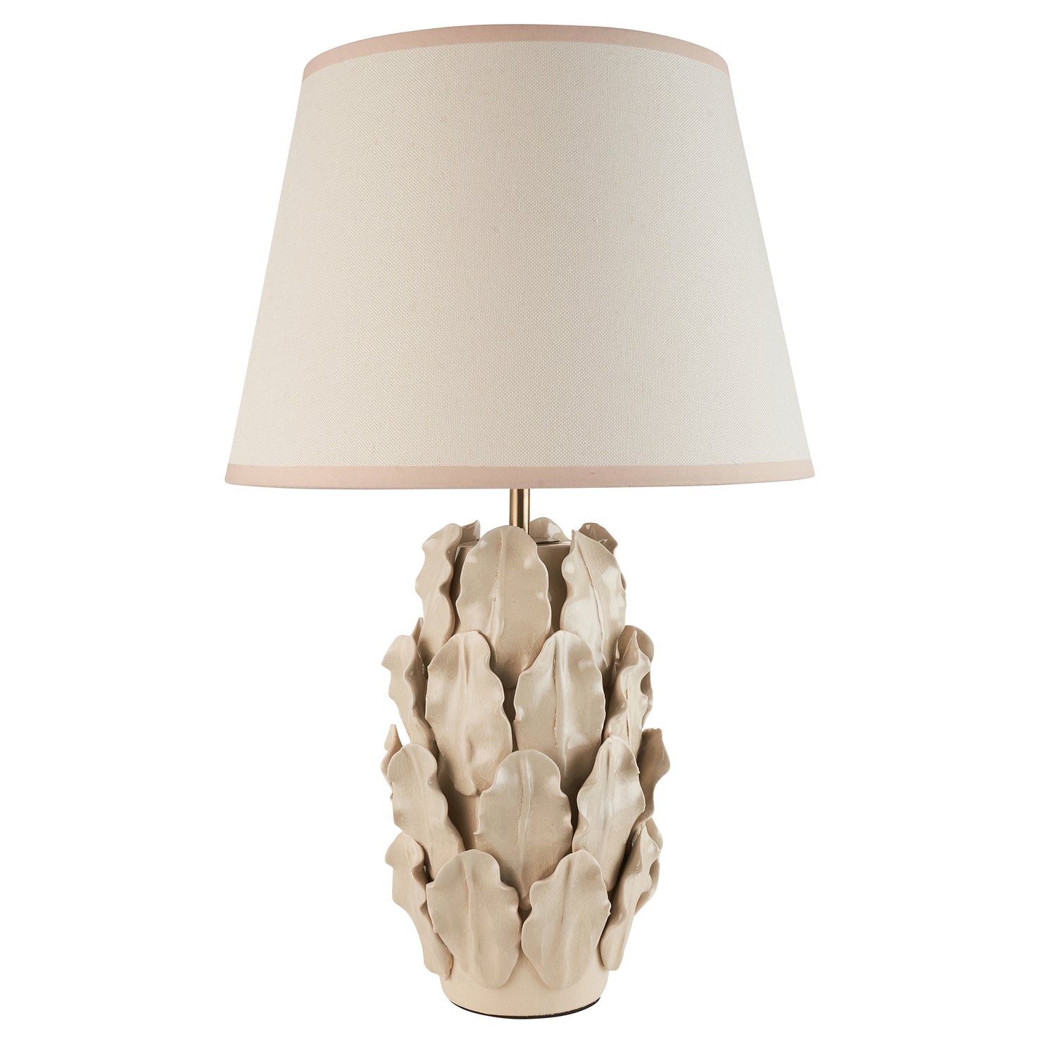 Ceramic Table Light Layered Leaf & Ivy 35cm Vintage white shade - Comet Lighting