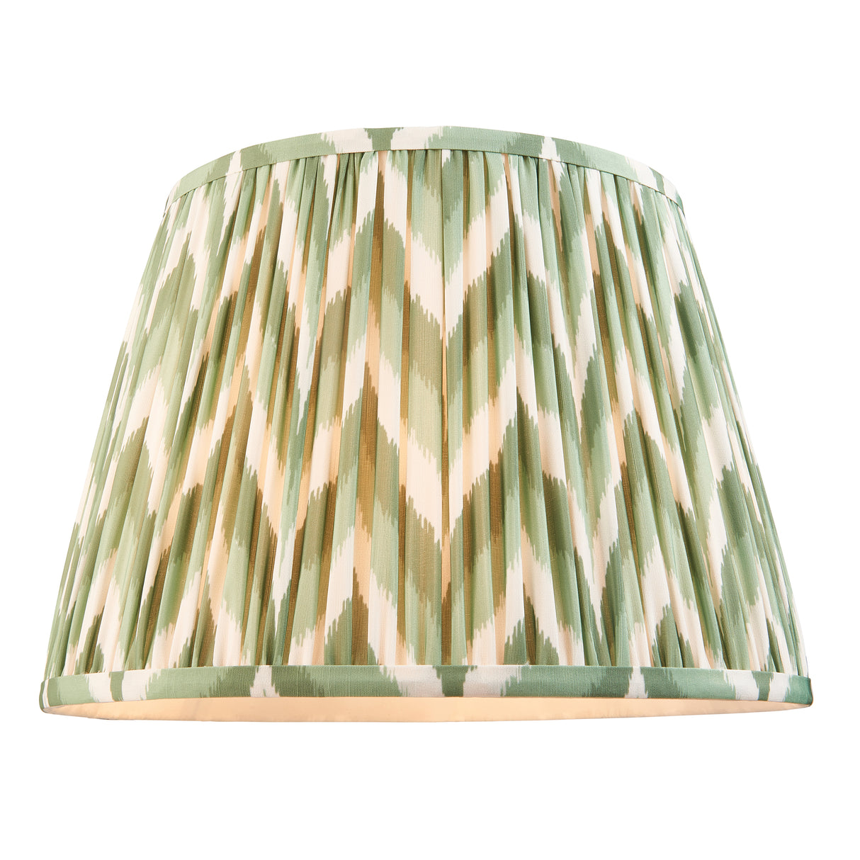 Ceramic Table Light Layered Leaf & Zigzag 35cm Cotswold green shade - Comet Lighting