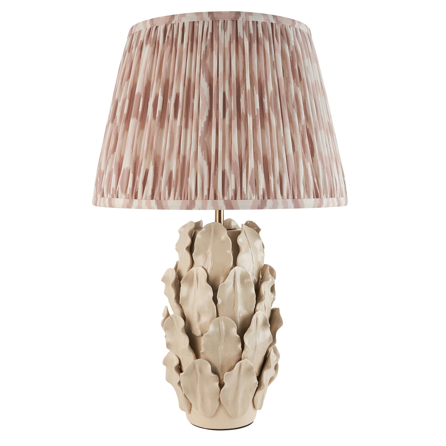 Ceramic Table Light Layered Leaf & Ikat 35cm Neutral shade - Comet Lighting