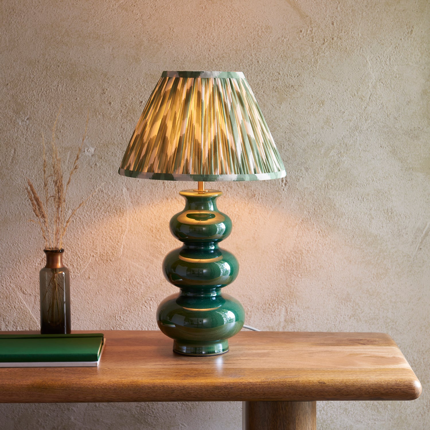 Monroe & Zigzag 30cm Cotswold green shade - Comet Lighting
