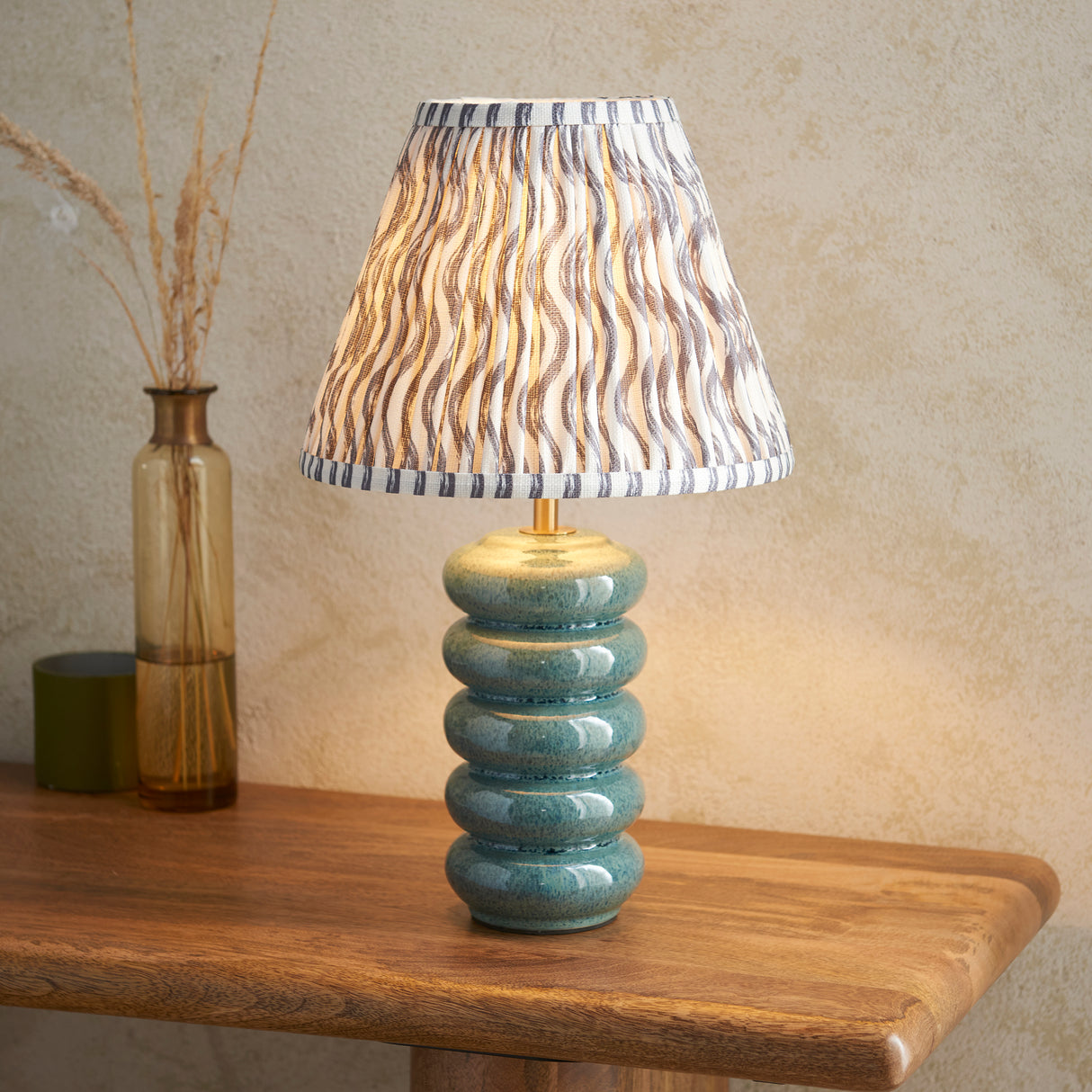 Squash & Ripple 25cm Pearl grey shade - Comet Lighting
