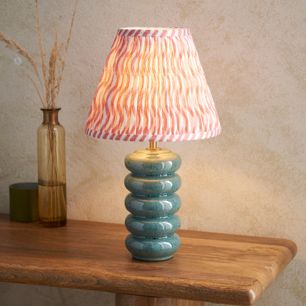 Squash & Ripple 25cm Coral pink shade - Comet Lighting