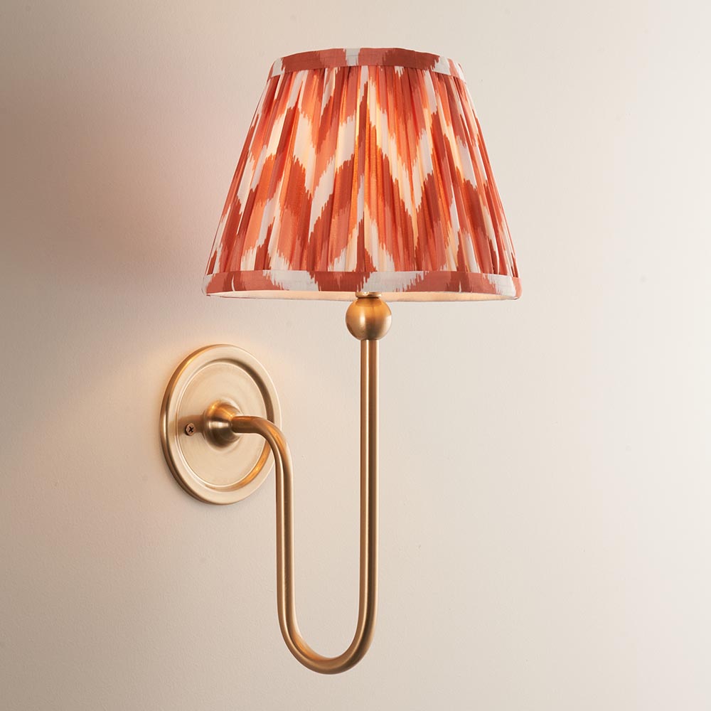 Santiago & Zigzag 20cm Apricot orange shade Wall light - Comet Lighting