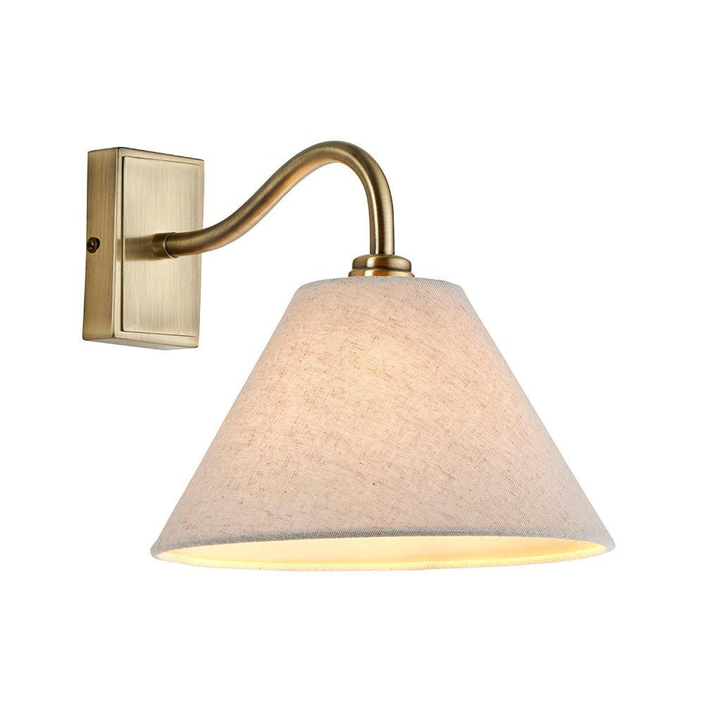 Knole Wall Antique brass plate & natural faux linen