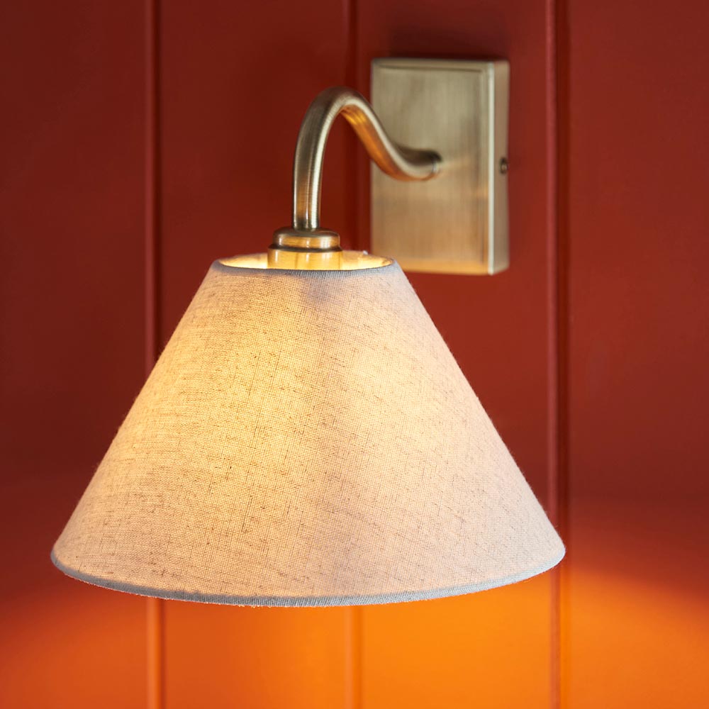 Knole Wall Antique brass plate & natural faux linen