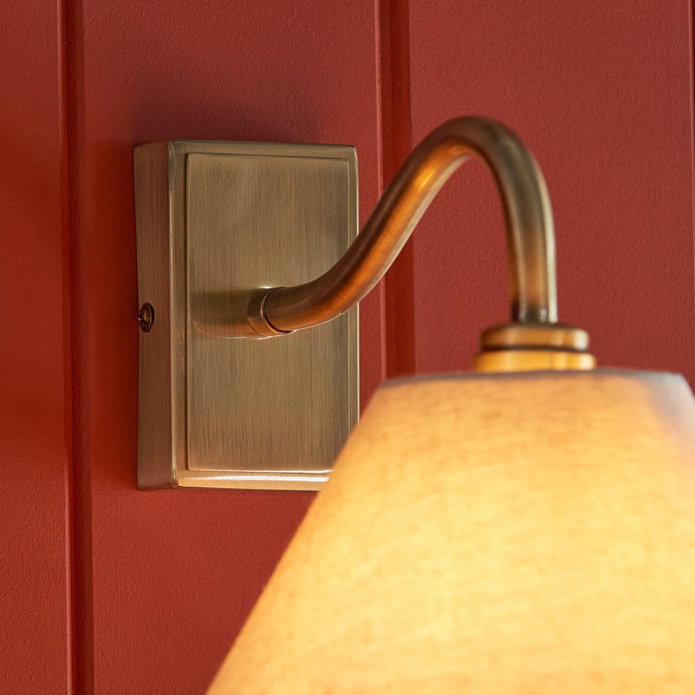 Knole Wall Antique brass plate & natural faux linen