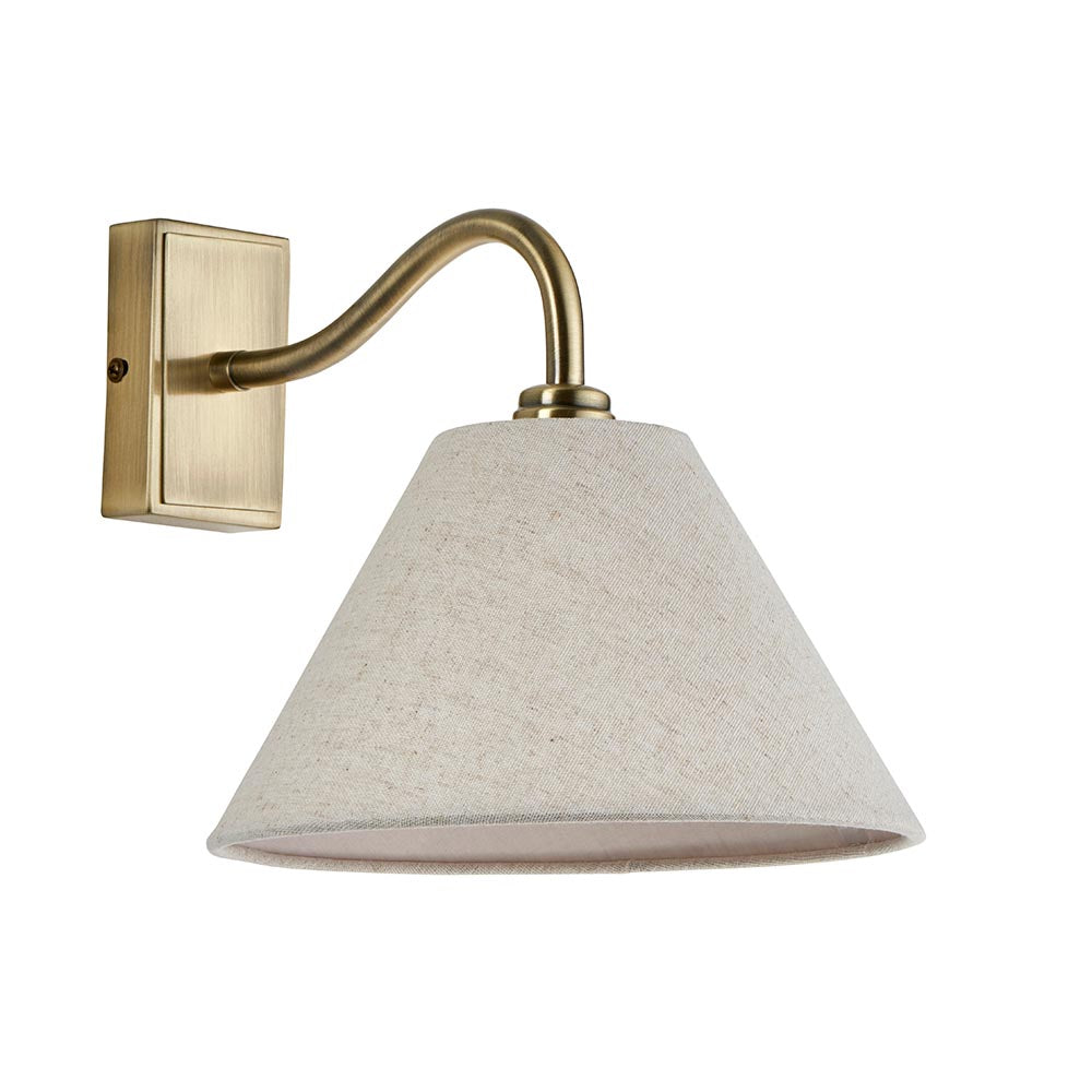 Knole Wall Antique brass plate & natural faux linen