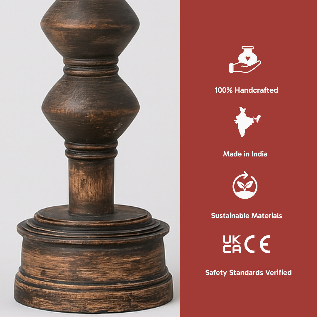 AARTIN JUNO TABLE LAMP IN WOOD WITH DARK NATURAL WOOD FINISH (BASE ONLY)