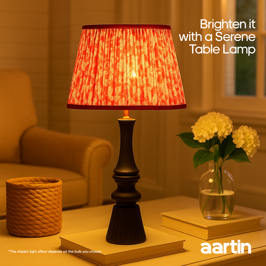 AARTIN 35 CM CRIMSON BLOOMS STRAIGHT EMPIRE GATHERED LAMPSHADE IN COTTON