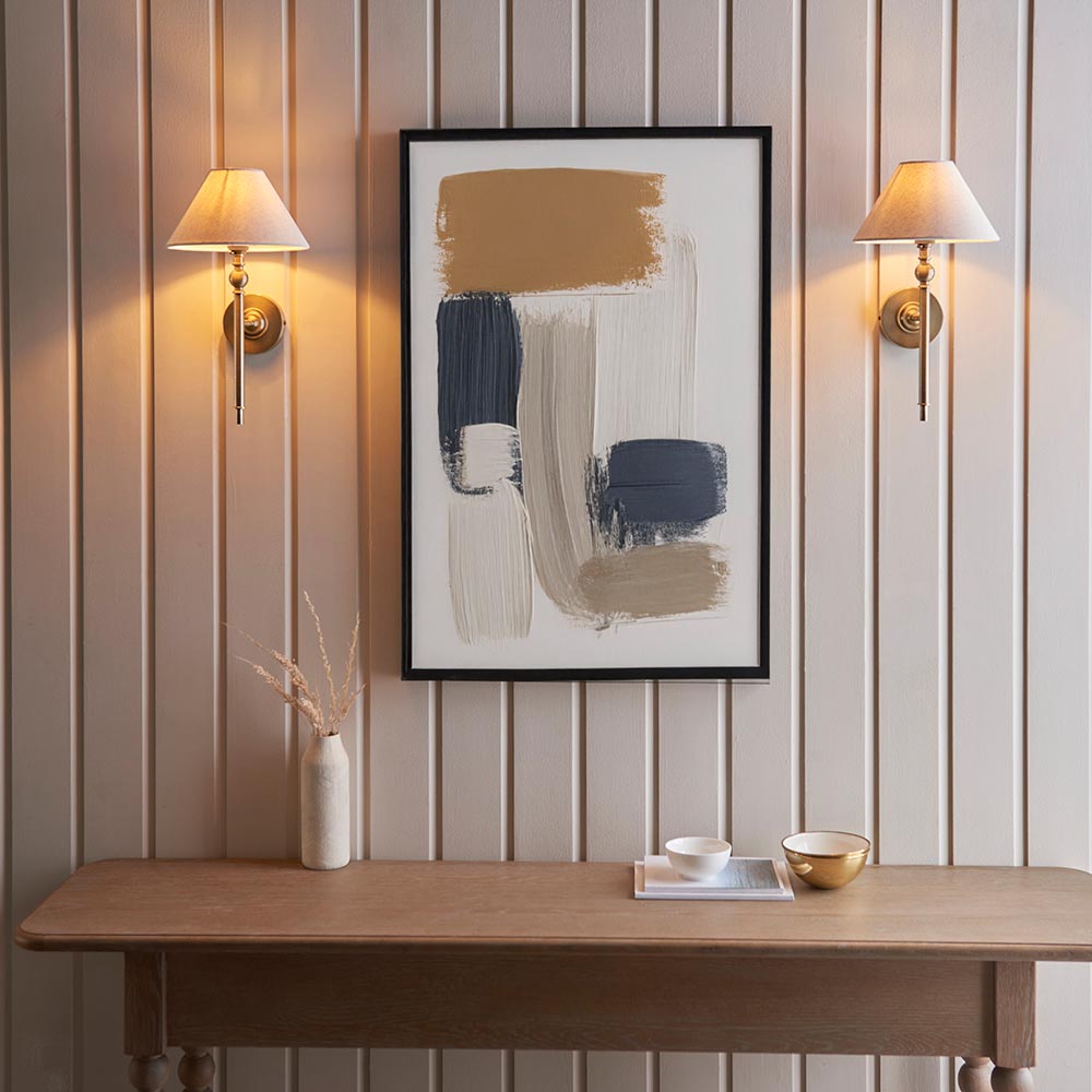 Lille Wall Antique brass plate & natural faux linen
