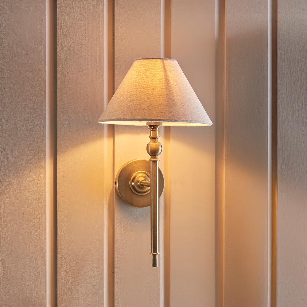 Lille Wall Antique brass plate & natural faux linen