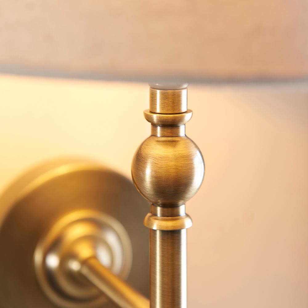 Lille Wall Antique brass plate & natural faux linen
