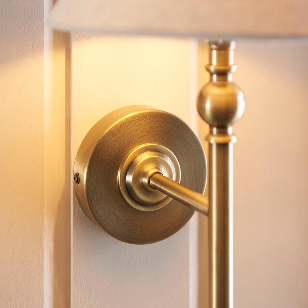Lille Wall Antique brass plate & natural faux linen