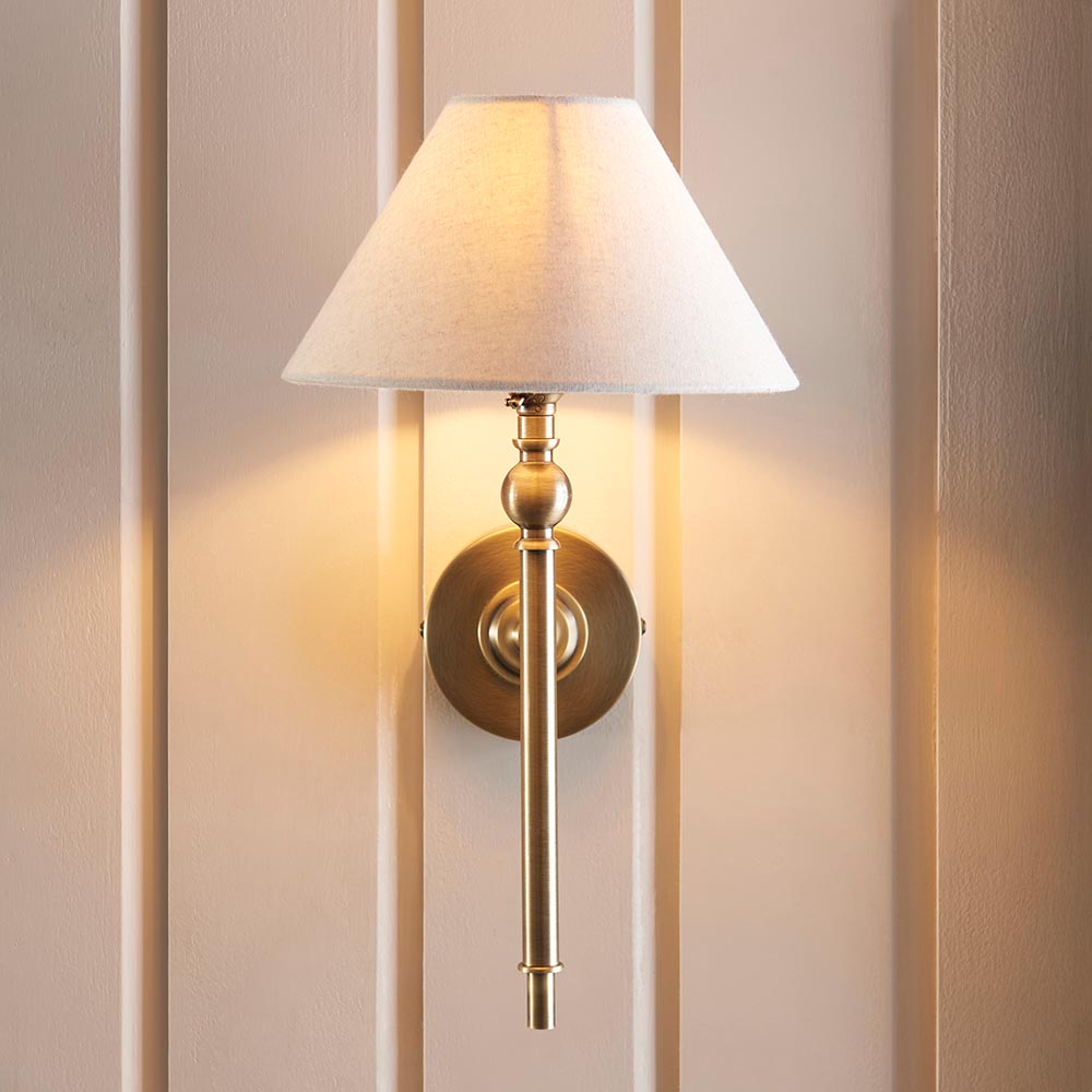 Lille Wall Antique brass plate & natural faux linen