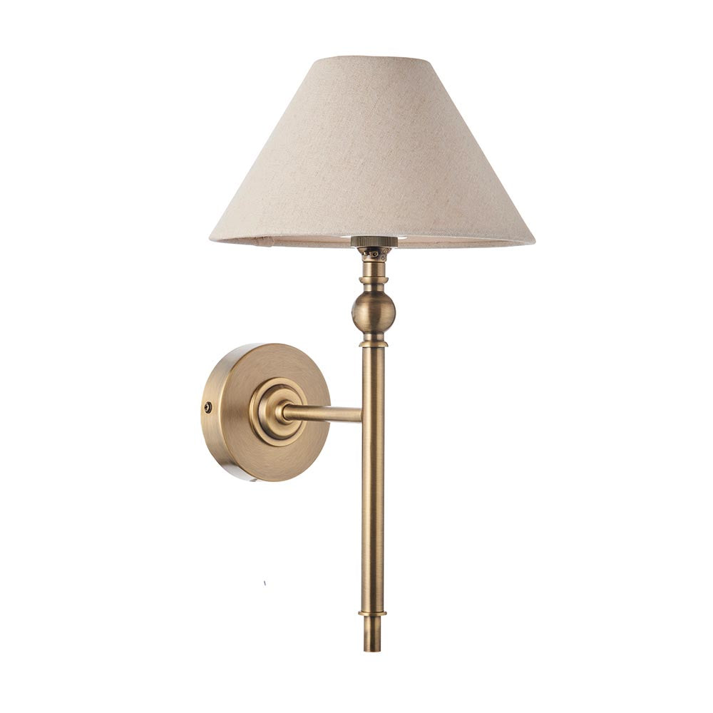 Lille Wall Antique brass plate & natural faux linen