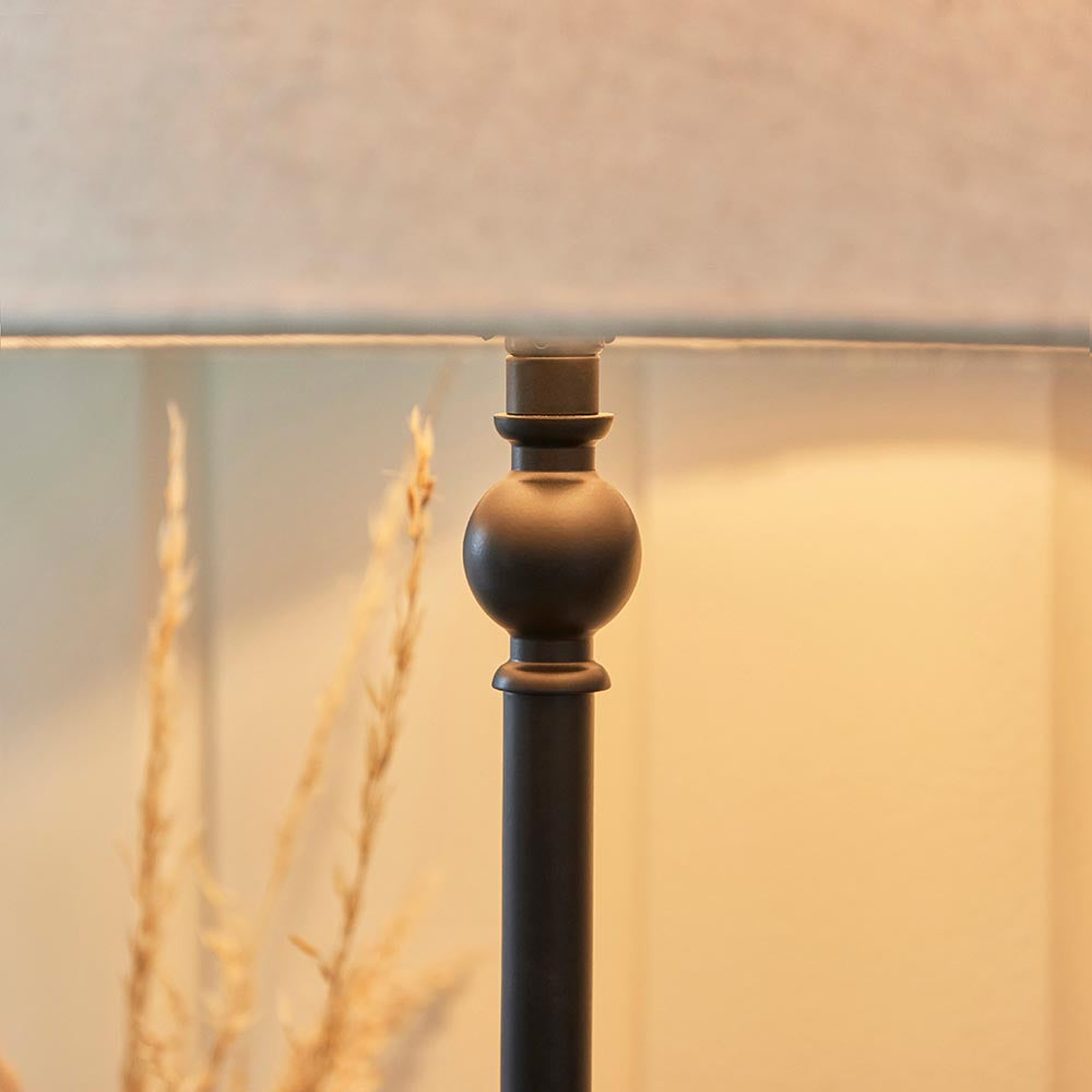 Lille Table 31cm Shade Matt black & natural faux linen