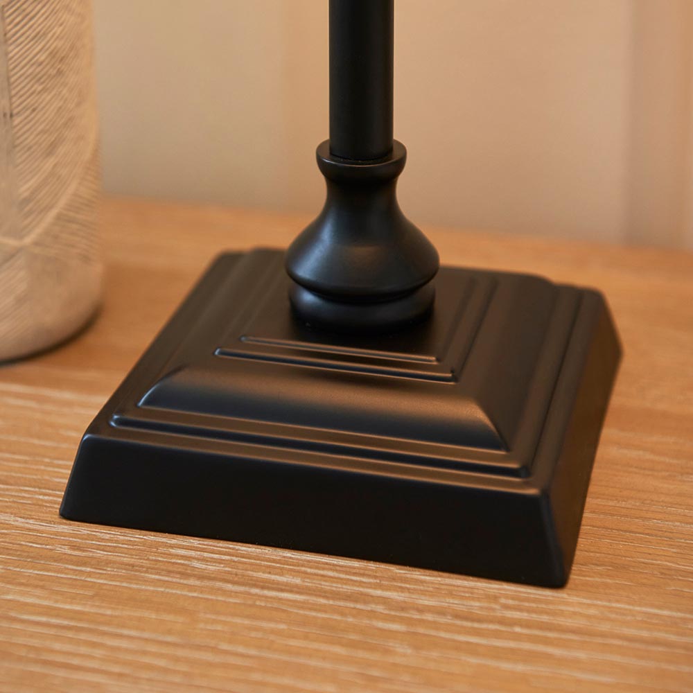 Lille Table 31cm Shade Matt black & natural faux linen