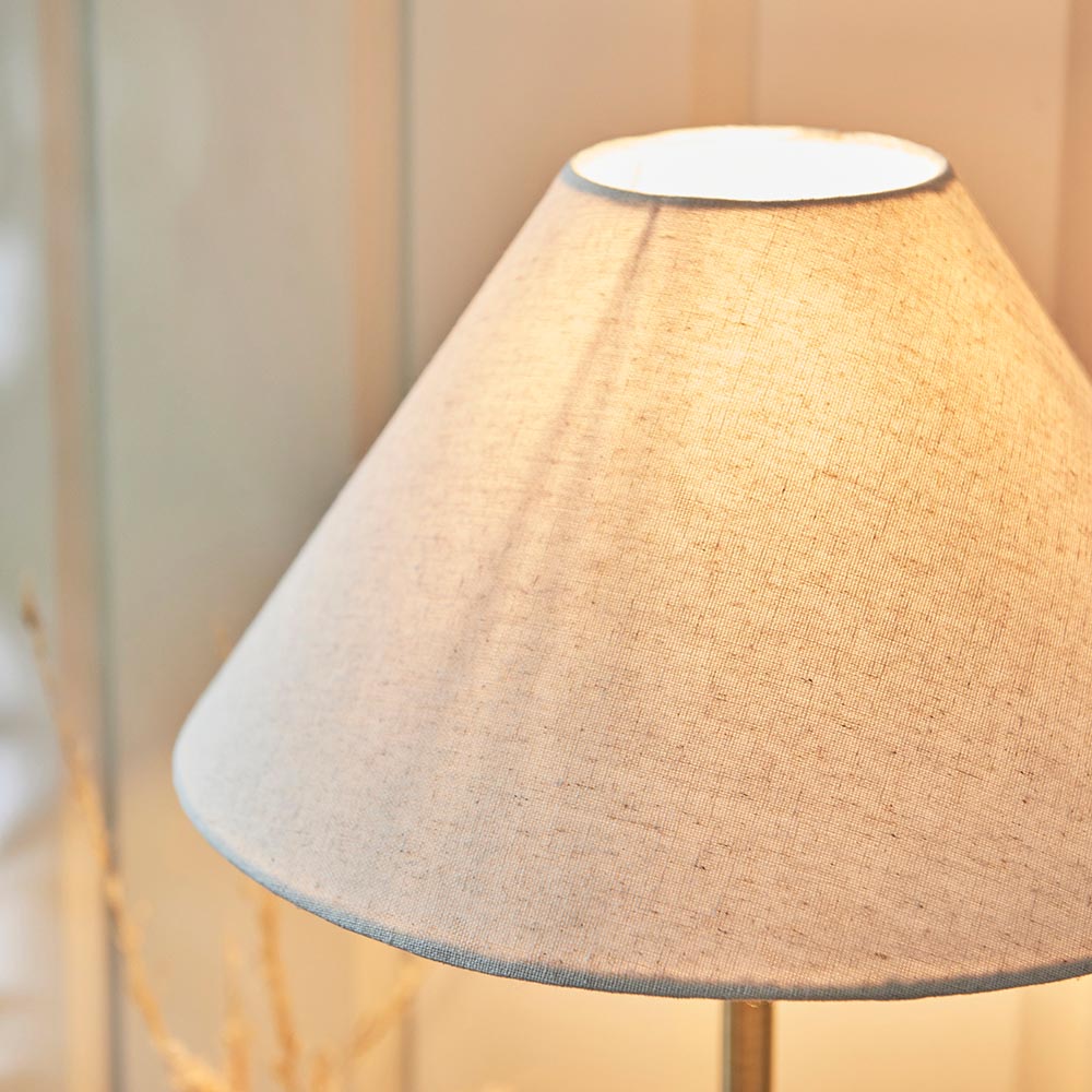 Lille Table 31cm Shade Antique brass plate & natural faux linen