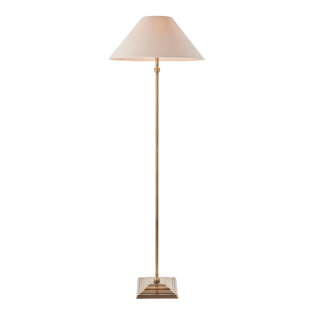 Lille Floor Antique brass plate & natural faux linen