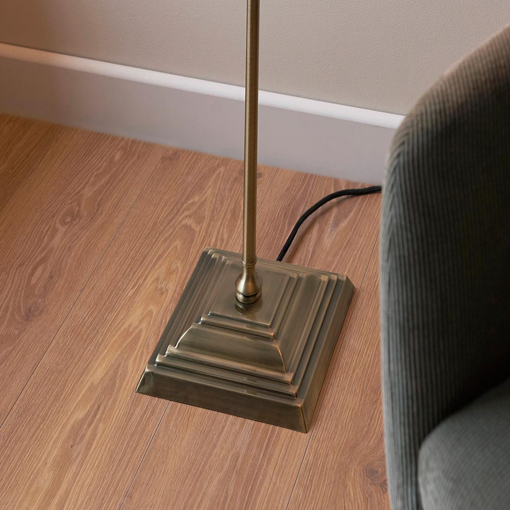 Lille Floor Antique brass plate & natural faux linen