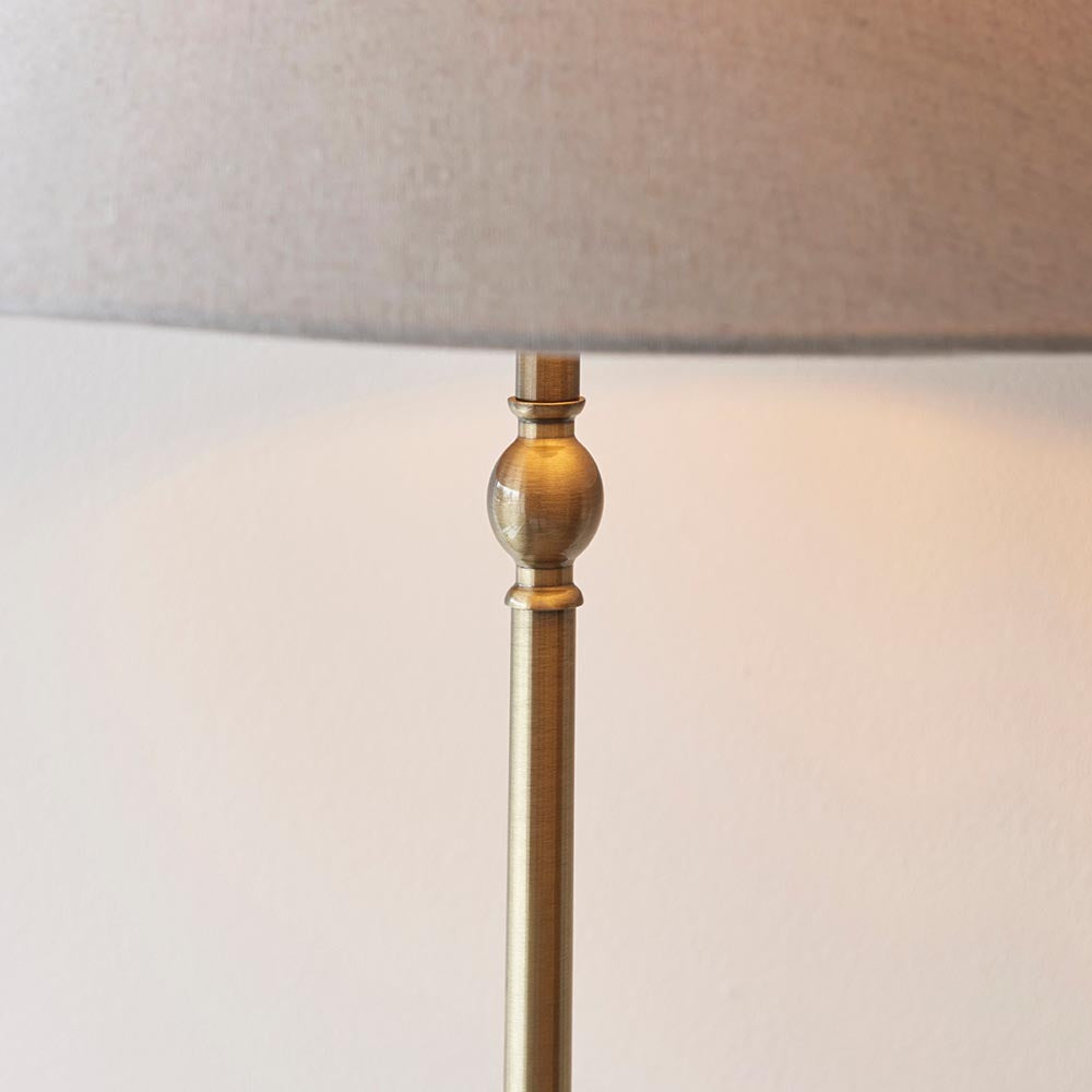 Lille Floor Antique brass plate & natural faux linen