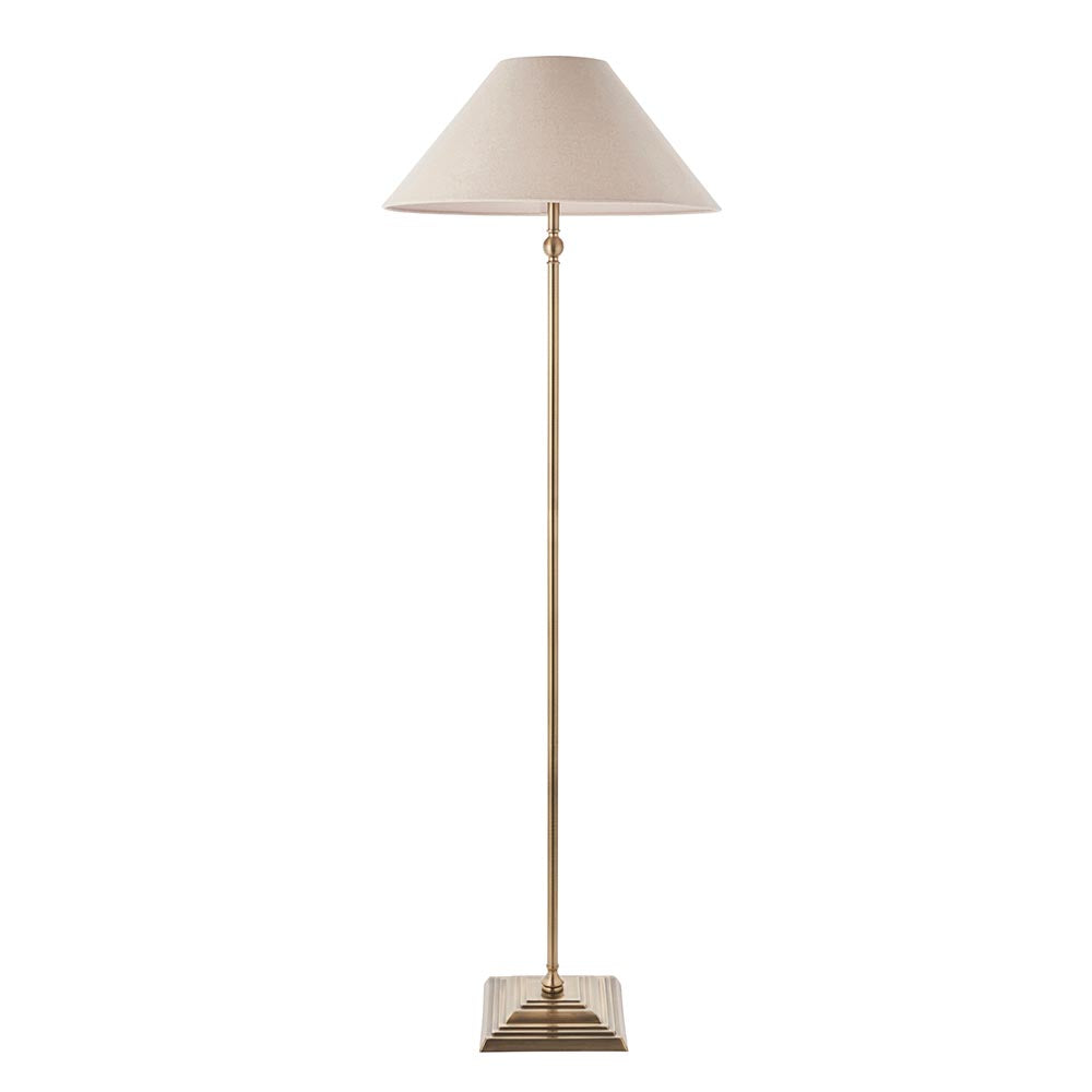 Lille Floor Antique brass plate & natural faux linen