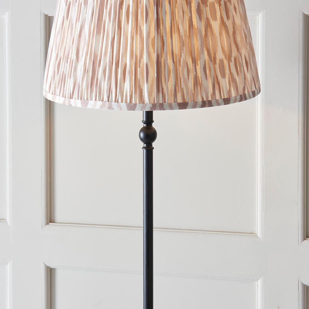 Lille & Ikat 40cm Floor Matt black & neutral print fabric
