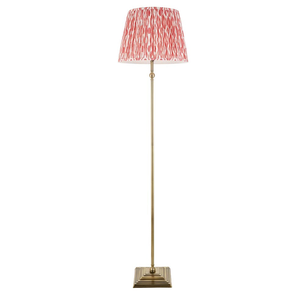 Lille & Ikat 40cm Floor Antique brass plate & coral pink fabric