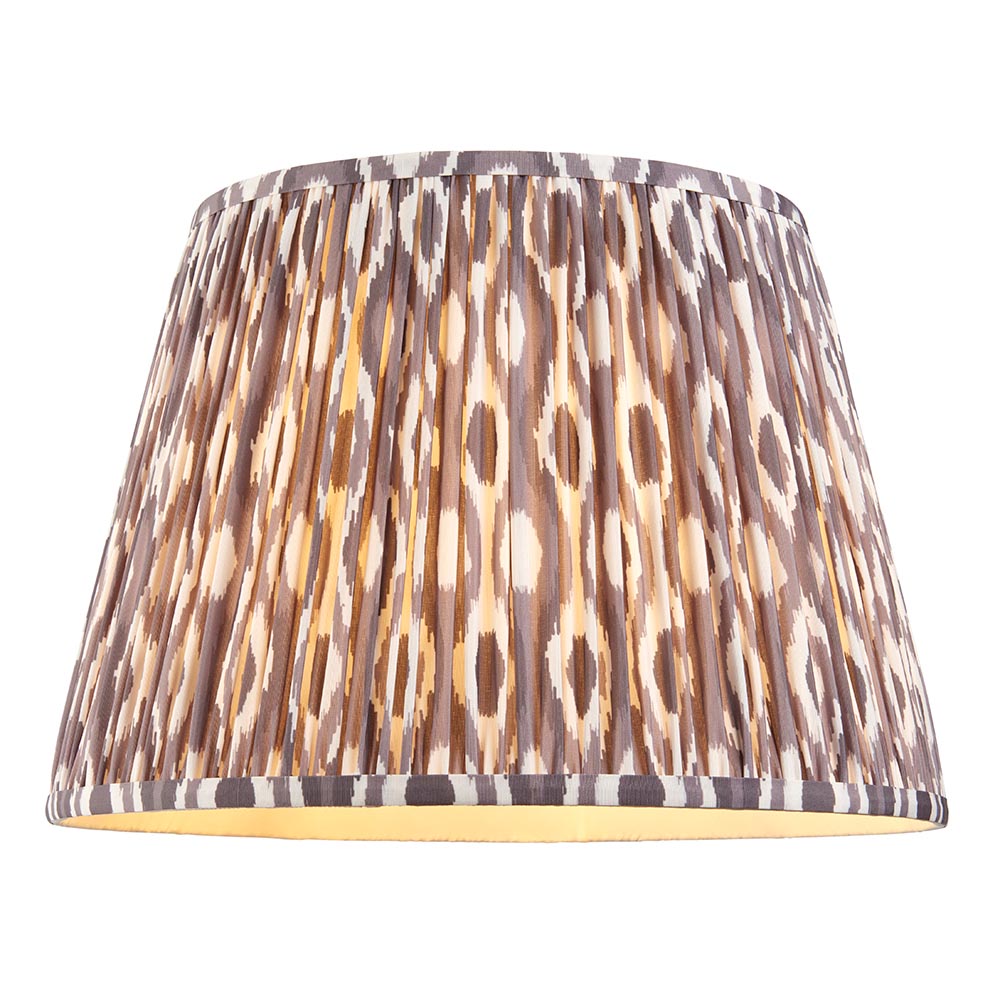 Lille & Ikat 40cm Floor Antique brass plate & pearl grey fabric