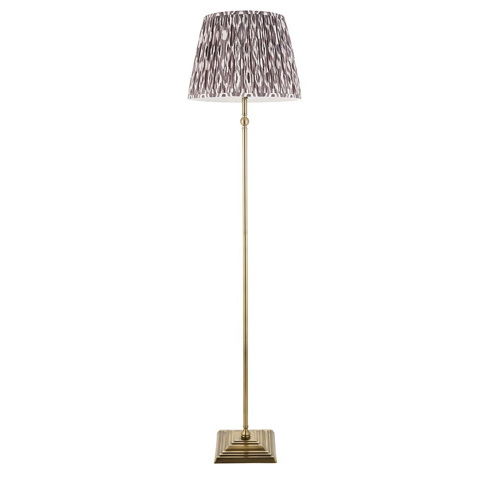 Lille & Ikat 40cm Floor Antique brass plate & pearl grey fabric