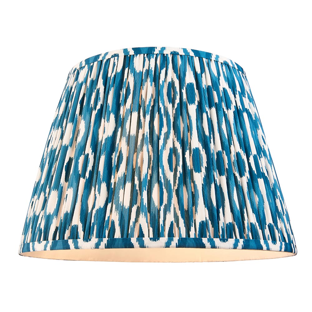 Lille & Ikat 40cm Floor Antique brass plate & marlin blue fabric