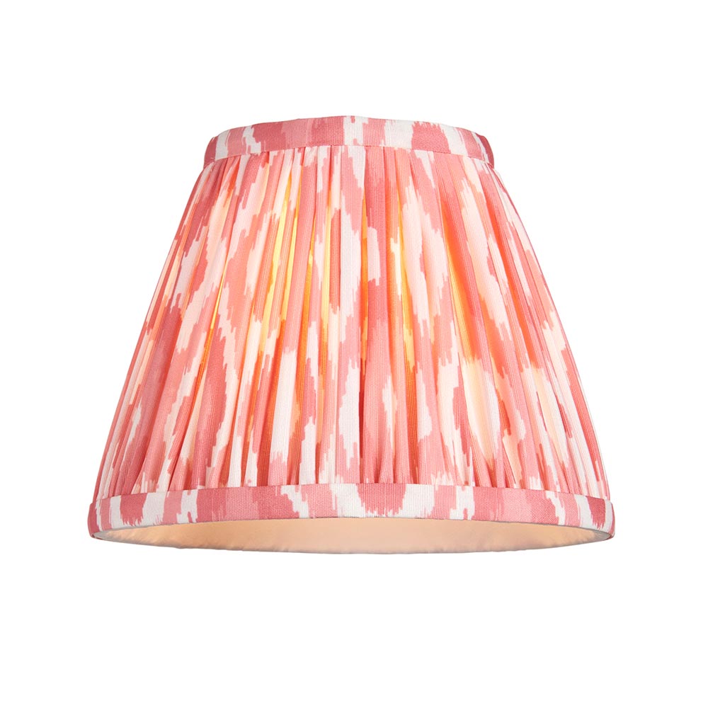 Lille & Ikat 16cm 2lt Linear Pendant Antique brass plate & coral pink fabric