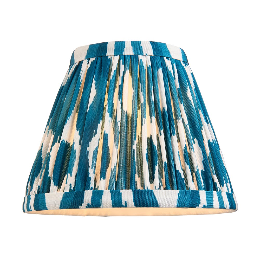 Lille & Ikat 16cm 2lt Linear Pendant Antique brass plate & marlin blue fabric